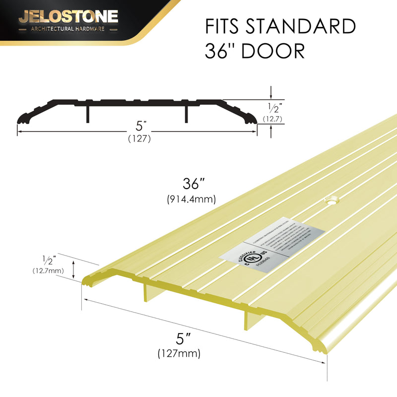 5''W x 1/2''H x 36''L Heavy-Duty Commercial Aluminum Door Threshold (Gold Anodized) - ADA Accessible, Barrier Free, Fire Rated Door Saddle, Exterior Door Threshold, B301N 5''W x 1/2''H x 36''L Gold Anodized