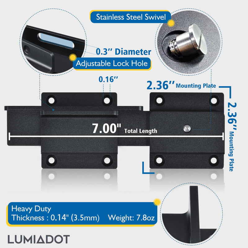 Flip Gate Latch Lock with Padlock Hole, 1Pack, 3.5mm Heavy Duty Aluminum Alloy Adjustable Door Latch for Sliding Swing Open Gates, Outdoor, Wooden Fence, Barn, Shed, Garage, Yard 1 Pack