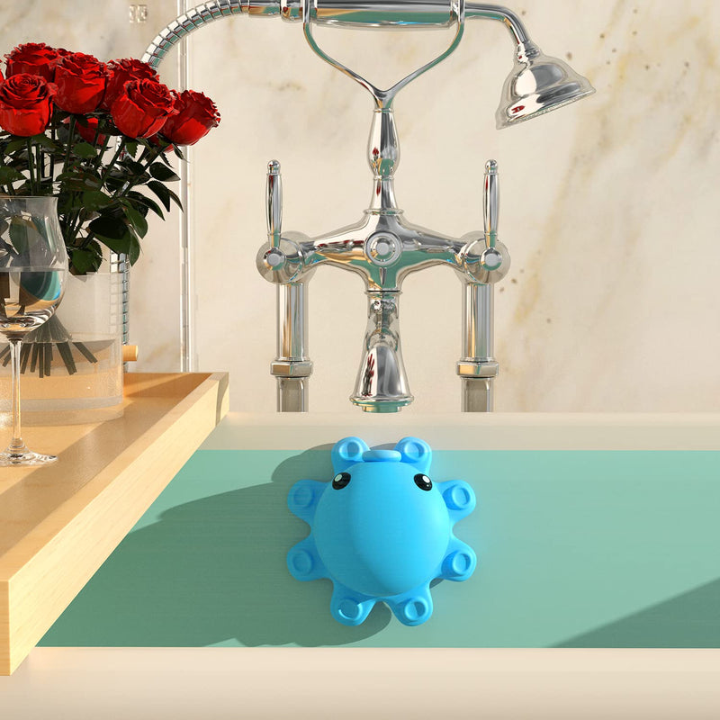 Bathtub Overflow Drain Cover Tub - Silicone Bathroom Overflow Drain Cover, Bath Tub Overflow Cover, Bathroom Spa Accessories, Adds Inches of Water for Deeper&Warmer Bath，Blue Blue