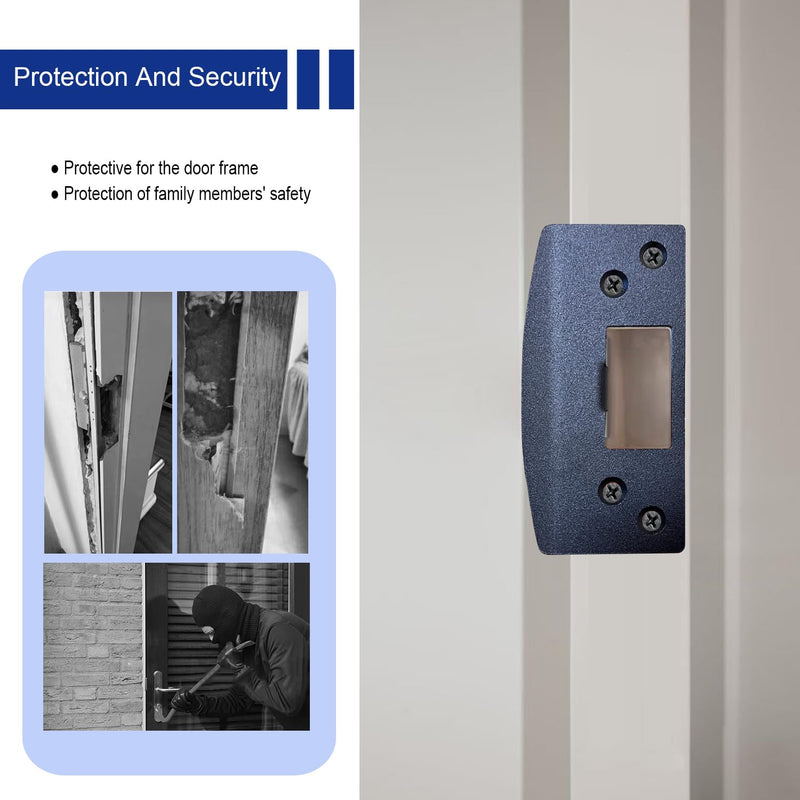 Door Strike Plate, Reinforced Enlarged Striker Plate with Large Hole, Heavy Duty,Oversized Striker to Repair Damaged Worn Frame/Slot/Jamb, Security Reinforcement Plate (Matte Black, 2 Pack) Matte Black