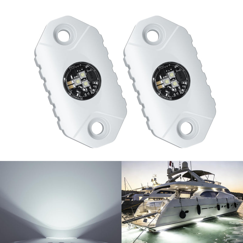 4WDKING White LED Boat Interior Lights Marine Courtesy Lights IP68 Waterproof Underwater Lighting 9-36V for Yacht, Kayak, Fishing Boat, Sailboat, Pontoon, Deck Boat, Center Console, Off-road