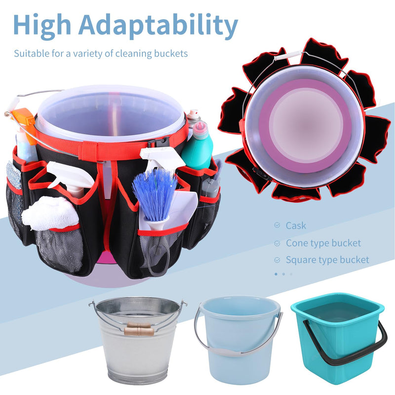Bucket Cleaning Tool Organizer,Wash Tool Caddy 5-Gallon Organizer,5 Gallon Bucket Holder Cleaning Supplies for Housekeeping