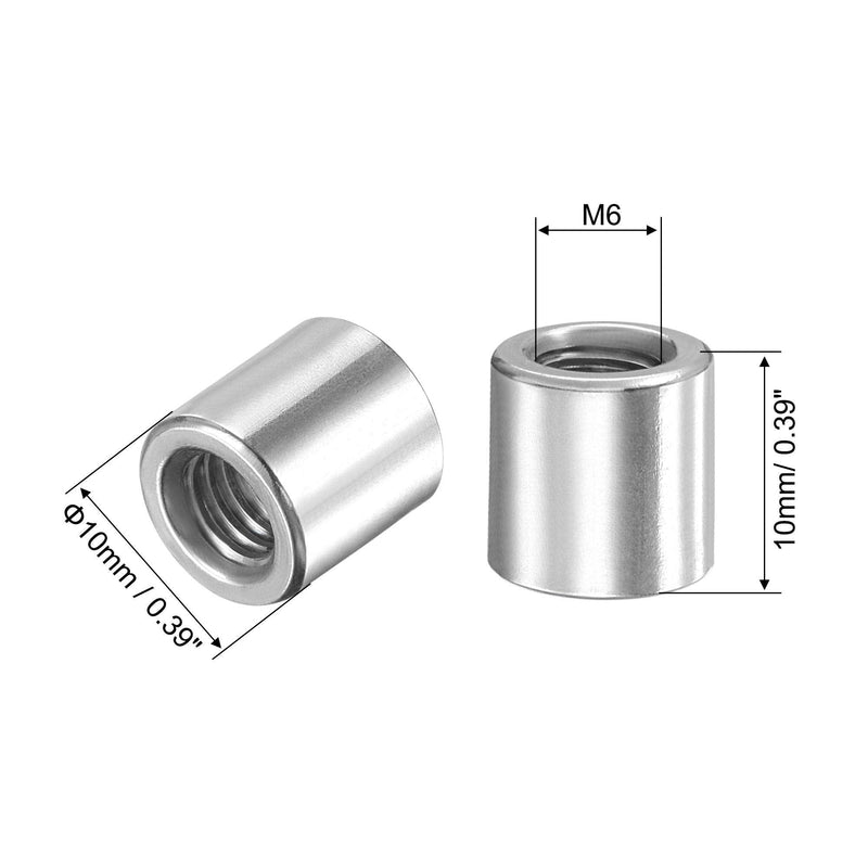 uxcell Round Weld Nuts, M6 x 10mm x 10mm Weld On Bung Female Nut Threaded - 201 Stainless Steel Insert Weldable 4pcs M6x10mmx10mm