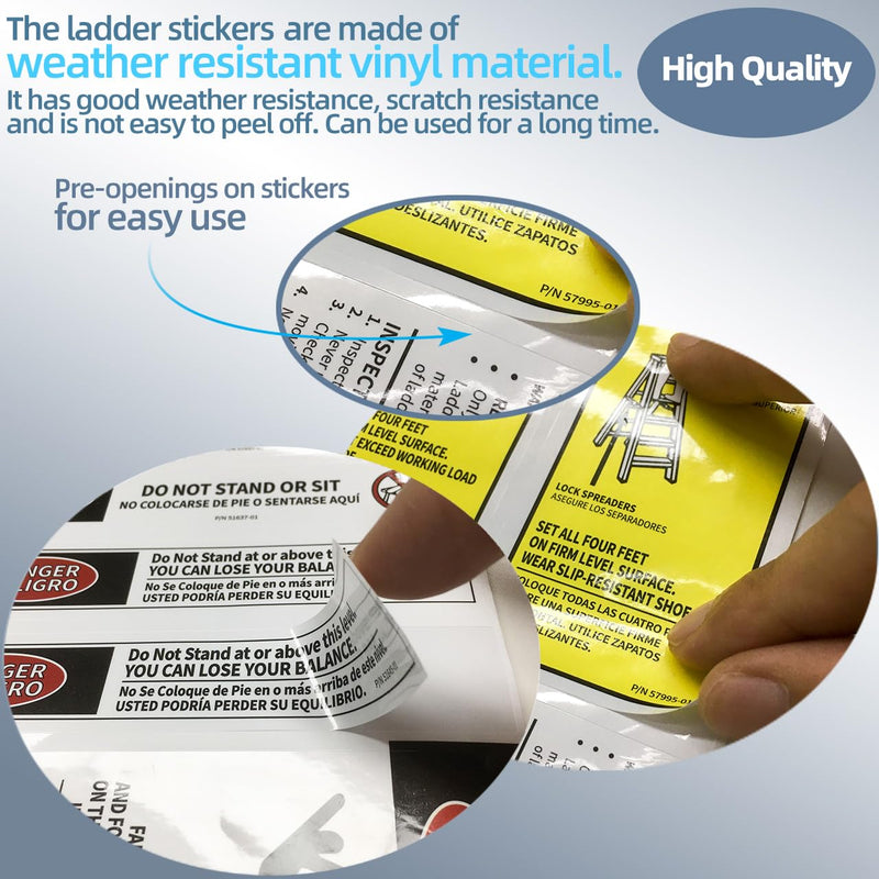 Step Ladder Safety Label Extension Ladder Stickers Replacement Label Kit Compatible with Ladder Inspection Stickers for Werner Fiberglass Extension Ladders (Pack of 10 Sets)