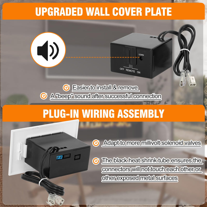 Universal Gas Fireplace Remote Control, Millivolt Valve Fireplace Switch Basic Switch+Safety Protection