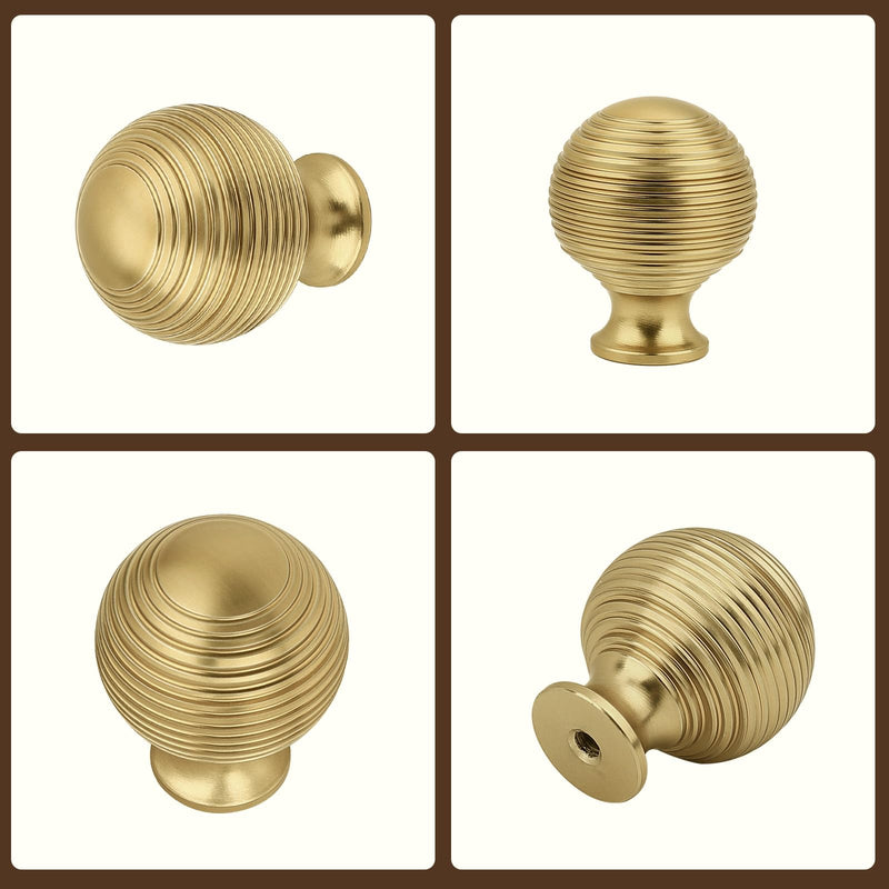 12 Pack Champagne Bronze Cabinet Knobs, Modern Round Ball Brass Knobs for Drawer Dresser Knobs, Solid Kitchen Cabinet Hardware, Diameter 1.18"(30MM) 12