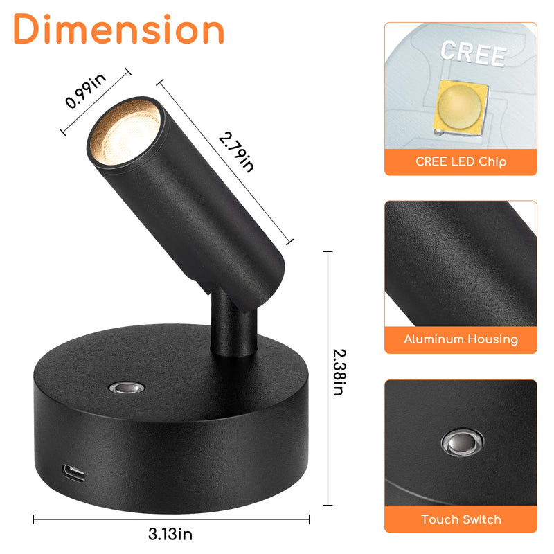 Wireless Spot Lights Indoor with Remote Up Lights Indoor Picture Light Battery Operated Spotlights with Timer Dimmable Accent Uplighting Indoor Stick on Wall Light for Plant Artwork, 1 Pack