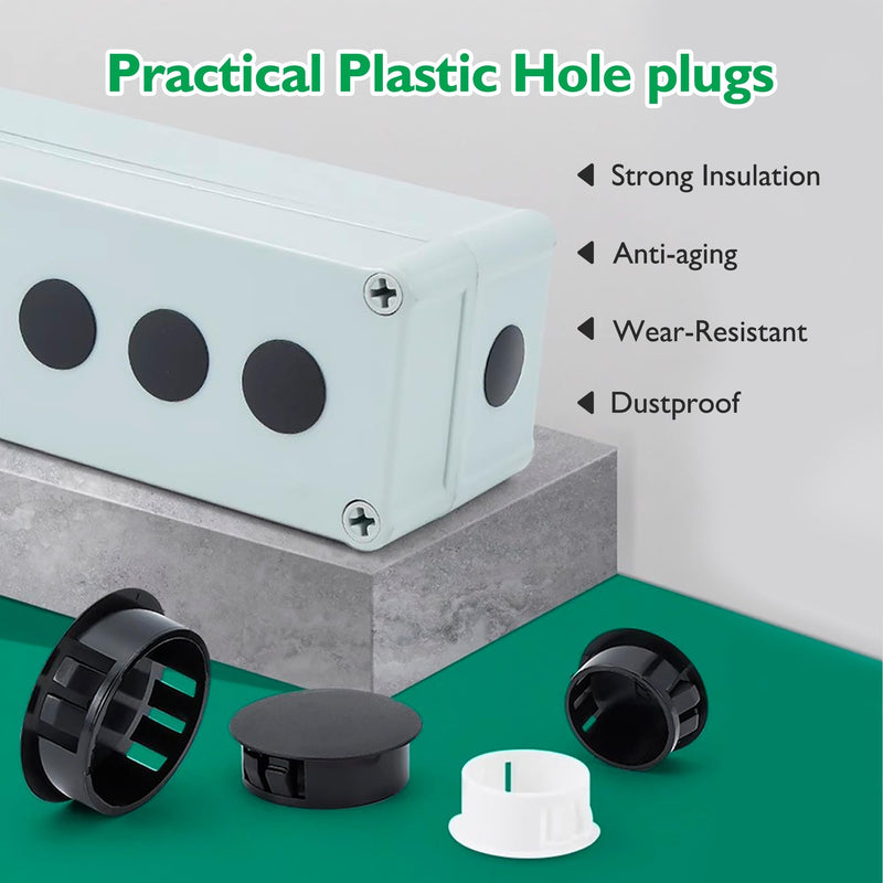 2"(50mm) Plastic Plugs for Round Holes, Flush Type Snap in Locking Door Screw Shelf Hole Plugs Drilling Hole Cover Cabinet Furniture Cupboard Shelves Pipe Insert End Caps, 4PCS Black 2"/50mm