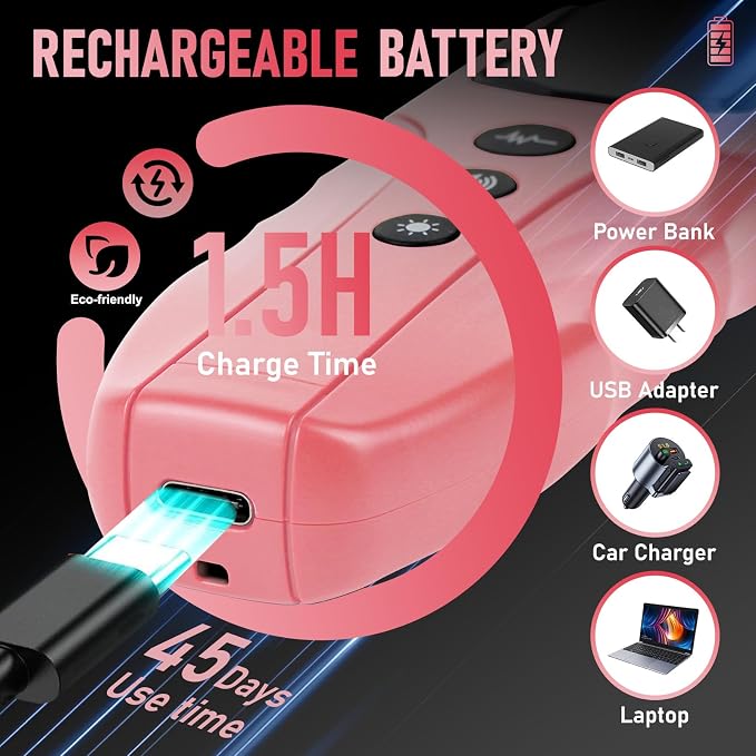 New Anti Barking Device,Dog Barking Control Devices,Rechargeable Ultrasonic Dog Bark Deterrent up to 16.4 Ft Effective Control Range Safe for Human & Dogs Portable Indoor & Outdoor(Pink) - NewNest Australia