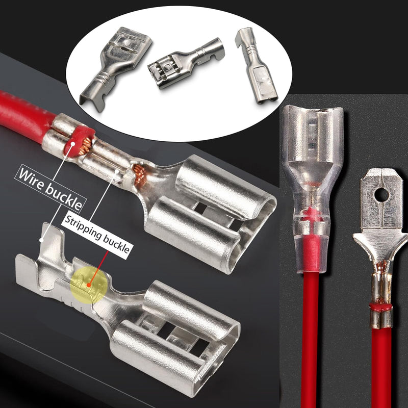 540pcs 2.8mm 4.8mm 6.3mm Male and Female Spade Connectors Kit with Insulating Sleeve, Crimp Connectors Crimp Terminals Electrical Connectors, Electrical Terminals for Electrical Wiring 540