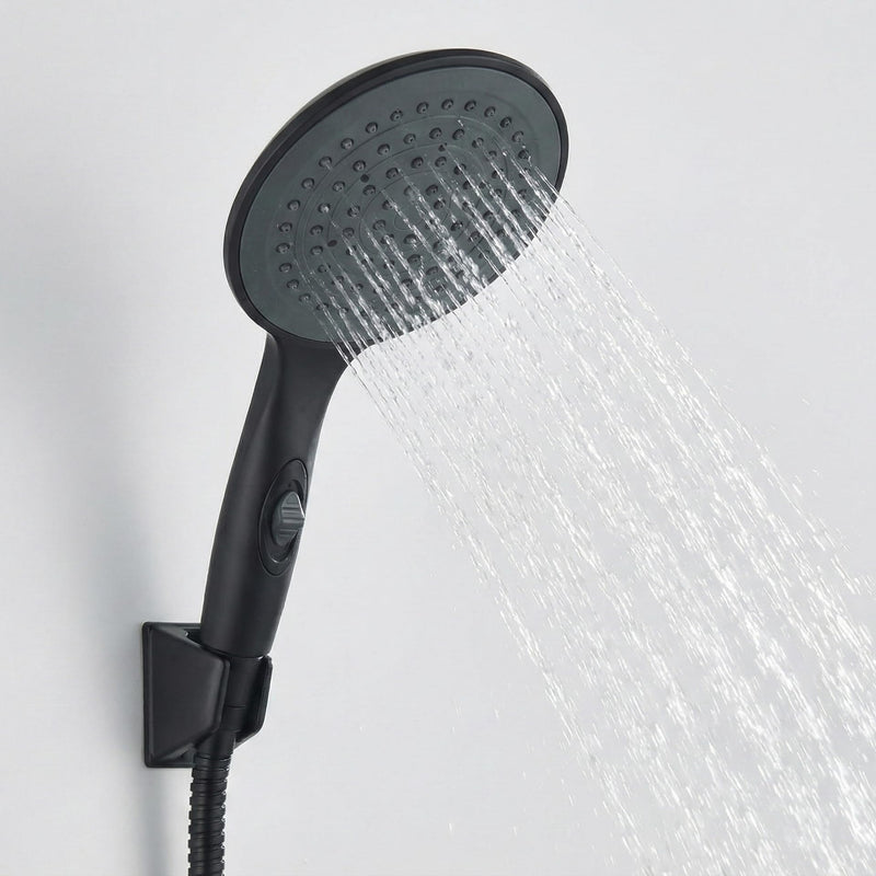 Dura Faucet DF-SA434-MB RV 6 inch Rain Shower Wand (Matte Black) | Single-function handheld spray with water-saving control. Fits standard RV shower hoses. Matte Black