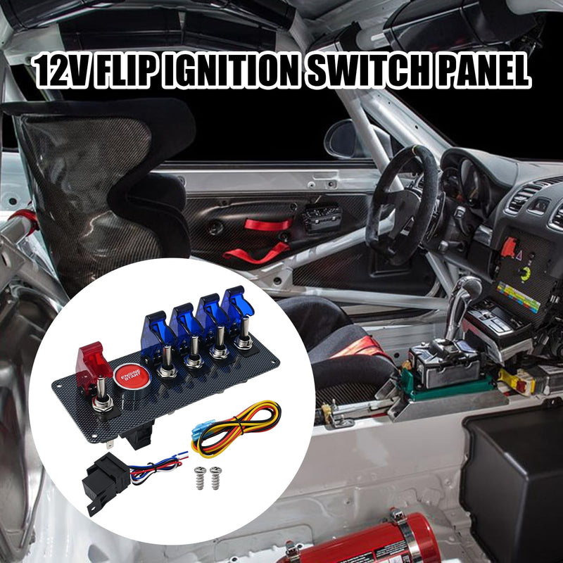 UOIENRT 12v Ignition Switch Panel, flip-up car Engine Start Push Button led Toggle Replacement for Racing Sport Competitive car