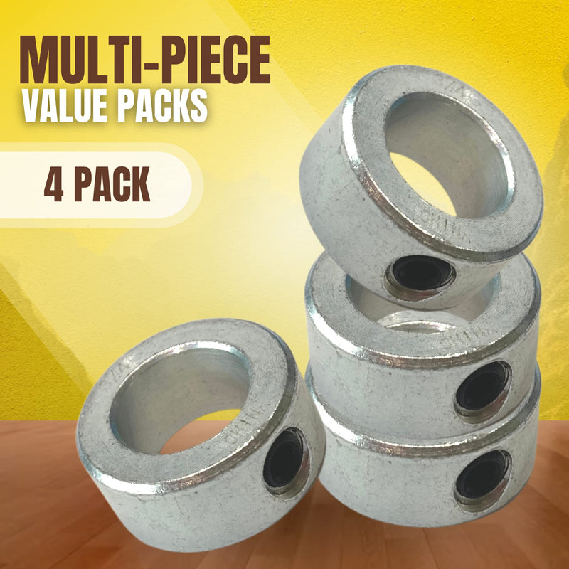 (4-Pack) 3/4” Bore Solid Steel Shaft Collars with Zinc Plated Coating - Durable Shaft Collars Suitable for Machinery and Industrial Use 4 3/4"