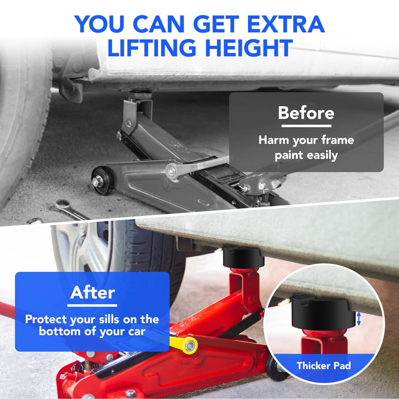 Upgraded Pinch Weld Jack Pad, Two Depths X-Grooves Floor Jack Pad, Easily Fit Different Cars, Thicker Sturdy and Grippy Floor Jack Rubber Pad to Protect You and Your Car, 3.9 x 3.9 x 1.8 in