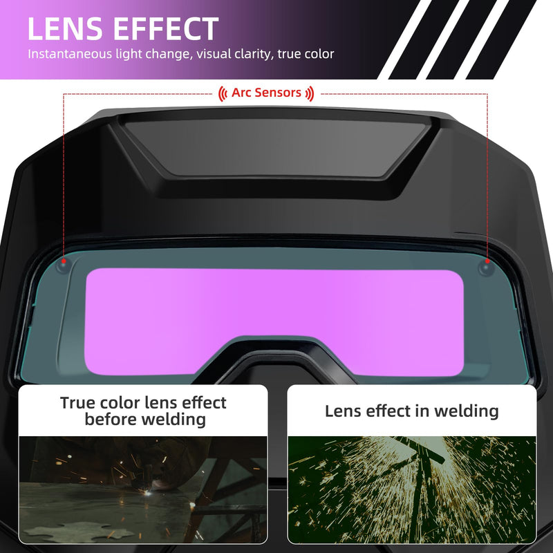 Welding Goggles Auto Darkening Plasma Cutting Glasses - Eye Protection Safety Goggles for Welding Blackish Purple