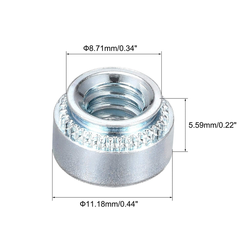 uxcell Self -Clinching Nuts,1/4-20 x 0.22-Inch Carbon Steel with Zinc Plating Rivet Nut Round Head Steel Metal Sheet Mounting Hardware Fastener 50pcs 1/4-20x5.59mm