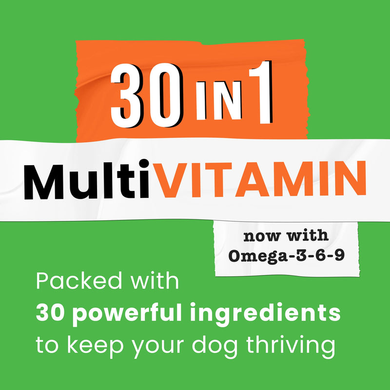 Dog Multivitamin Chewable Supplement - Vitamins + Glucosamine, Omega, Probiotics - Hip & Joint Support, Skin & Coat, Gut Health - Adult & Senior Treats Chicken 120 Ct - PawsPlanet Australia