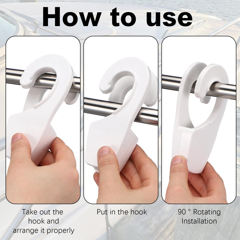 Soulchen 2 Sets Boat Fender Hanger 32mm Quick Adjust Boat Bumper Clips Rail Fender Hangers Quick Connect and Release Lines Rail Cleats No Knoted Pontoon Accessories for Kayaks Fishing Yachts White