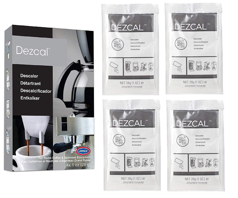 Urnex Dezcal Coffee and Espresso Descaler and Cleaner - 2 Pack - Activated Scale Remover Use with Home Coffee Brewers Espresso Machines Pod Machines Capsule Machines Kettles Garmet Steamers
