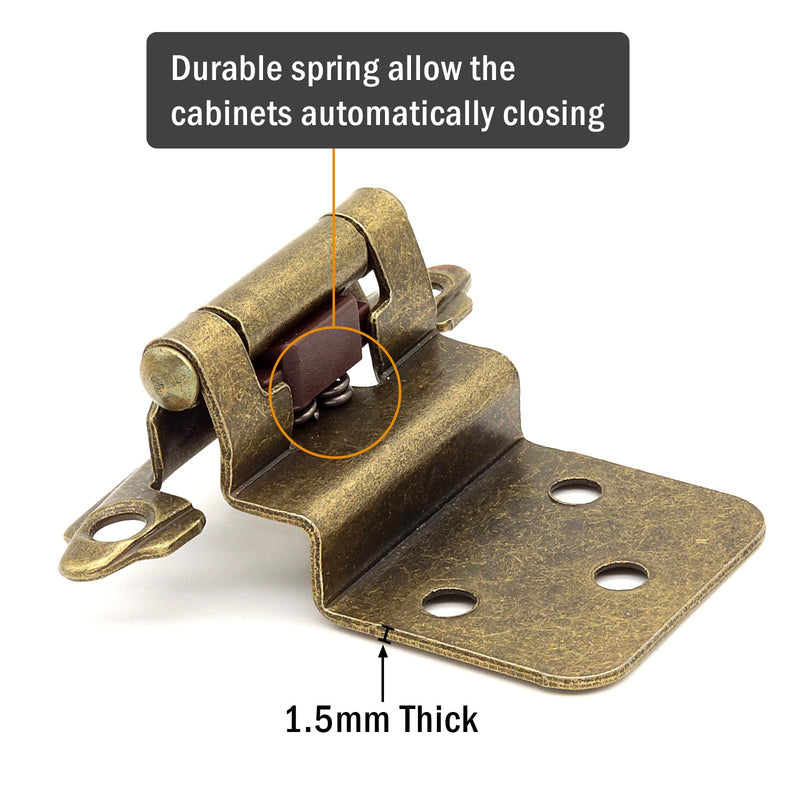 Antique Brass Inset Hinges for Kitchen Cabinet Door, 6 Pack (3 Pairs) Self Closing Hidden Kitchen Cabinet Hinge for Cabinet Doors 6 Pack (3 Pairs) Antique Brass