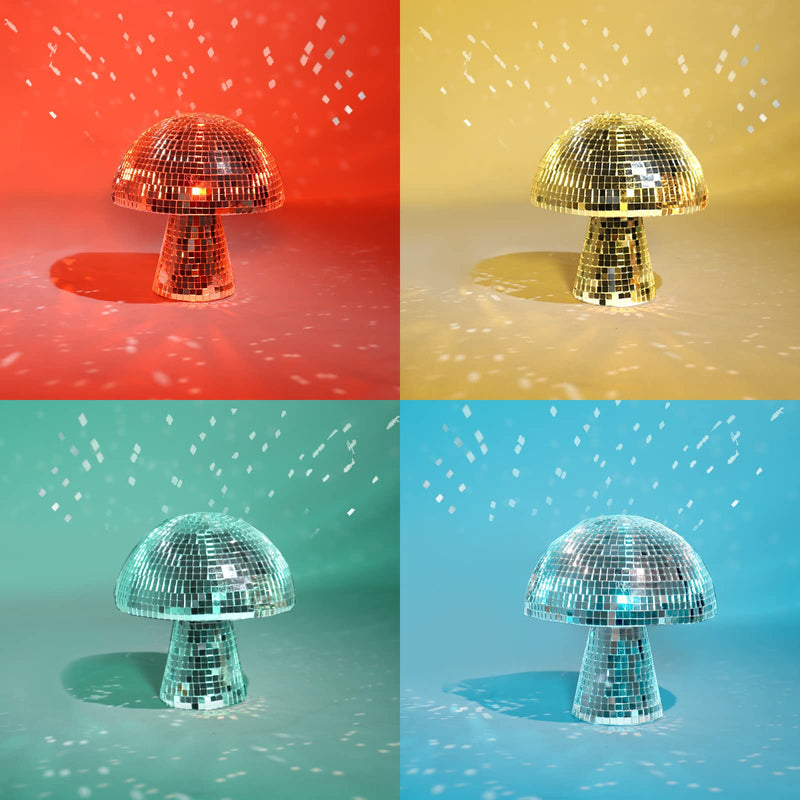 FunisFun Mushroom Disco Ball, Silver Mirror Glitter Disco Ball, Reflective Disco Ball Lights for Party, Room, Table Decor, Art Decorations (3.2 X 4 in) 4IN