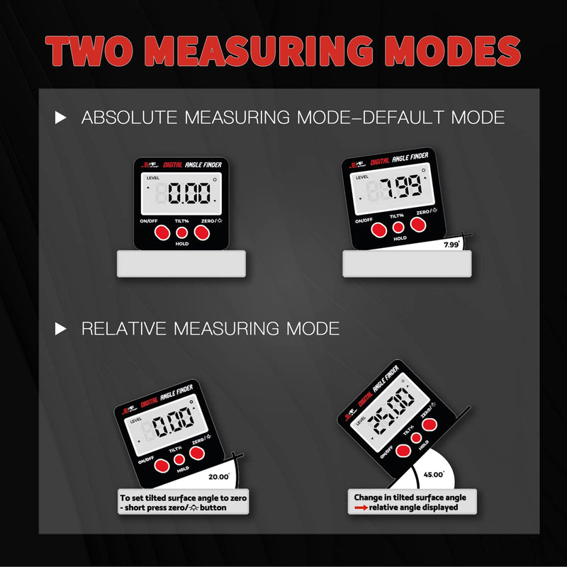 S&F STEAD & FAST Digital Angle Finder Gauge Magnetic Protractor Inclinometer Angle Cube Level Box with Magnetic Base and Backlight on Demand for Woodworking,Table Saw,Construction Black