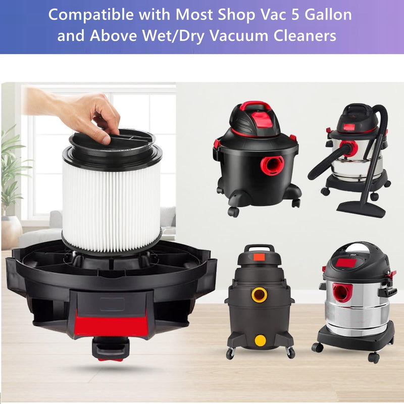 2 Pack Replacement Cartridge Filter Compatible with Shop-Vac Shop Vac 90304, 90350, 90333, 903-04-00, 9030400, Fits most 5 Gallon and Above Wet/Dry Vacuum Cleaners Synthetic
