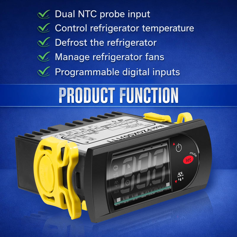 PZGXS0J111 Temperature Controller 115V with 2 NTC Sensor Probes, Digital Refrigeration Controller Compatible with CAREL Refrigeration Systems for Commercial Cooler Freezer Display Case Units