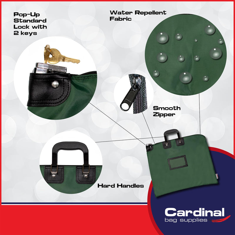 Locking Document Security Bag handles HIPAA Compliant Medical Transport Business Financial 15” x 19” Forest Green