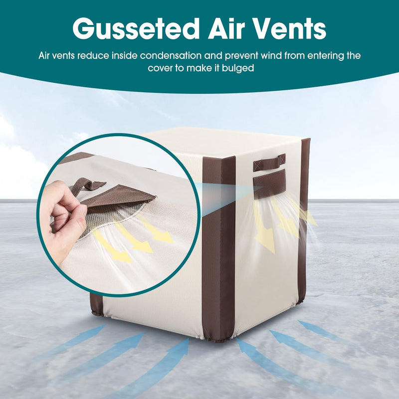 Air Conditioner Cover Waterproof, Air Conditioner Covers for AC Units, Anti-UV, Rip Resistant, Water Resistant【Medium, 1 Pack, Brown & Beige】 Medium-30H x 28W x 28D inch