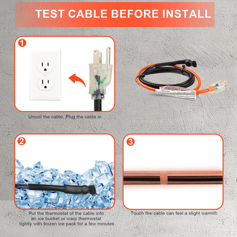 HEATIT Heating Cable - CSA & ETL Approved, Prevents Pipe Freeze, Keeps Water Flowing, Energy-Efficient, Reliable Performance, Hassle-Free, Durable Heat Tape for Water Pipes HISD 6ft, 7w/ft, 120V 6 ft