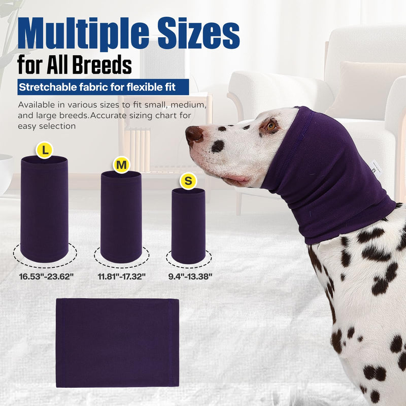 Dog Calming Hoodie Quiet Head Cover Sleeves Anxiety Relief/Noise Protection - Grooming - Thunder - Fireworks M-Head Circle(11.81"~17.32") Purple02