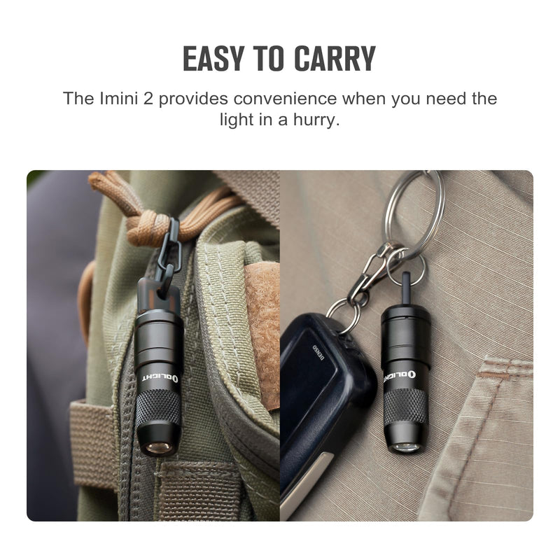 OLIGHT IMINI 2 EDC Rechargeable Keychain Flashlight, 50 Lumens Compact and Portable Mini LED Keyring Lights with Built-in Battery Ideal for Everyday Carry and Emergencies (Black) Black