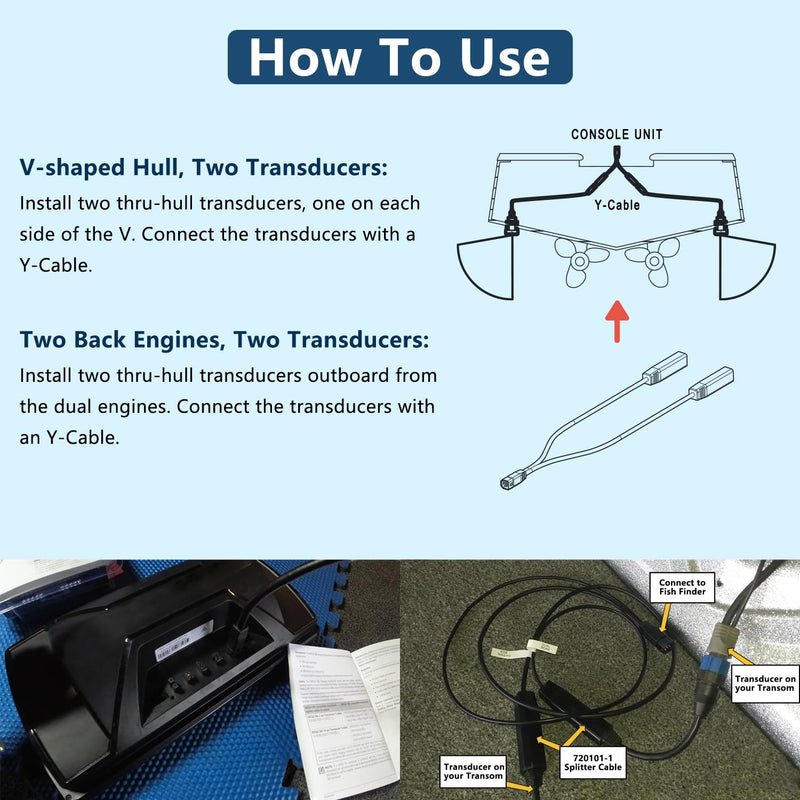 720101-1 9 M SIDB Y 9-Pin Side Imaging Dual Beam Splitter Cable Compatible with Humminbird Models That utilize 455kHz/800kHz, MEGA Imaging and MEGA Imaging+ Frequencies