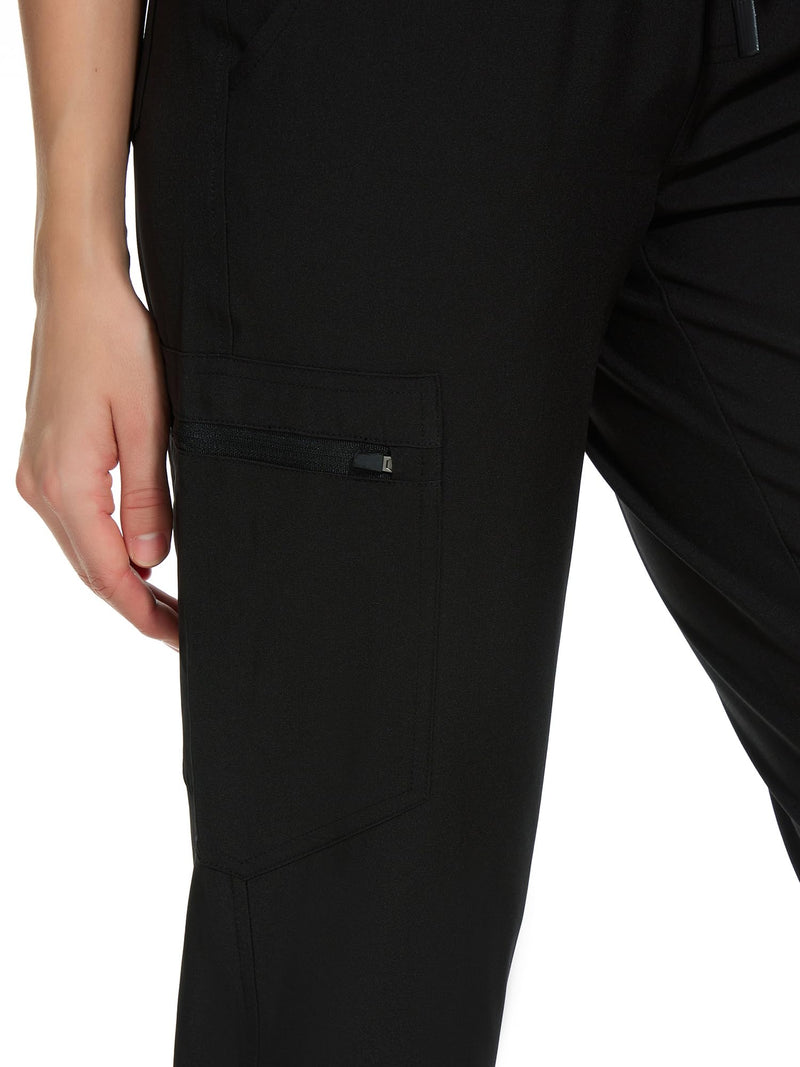 COZYFIT Medical Scrub Pants for Women - Soft Stretch,Drawstring Jogger Pants with 5 Pockets Black Medium