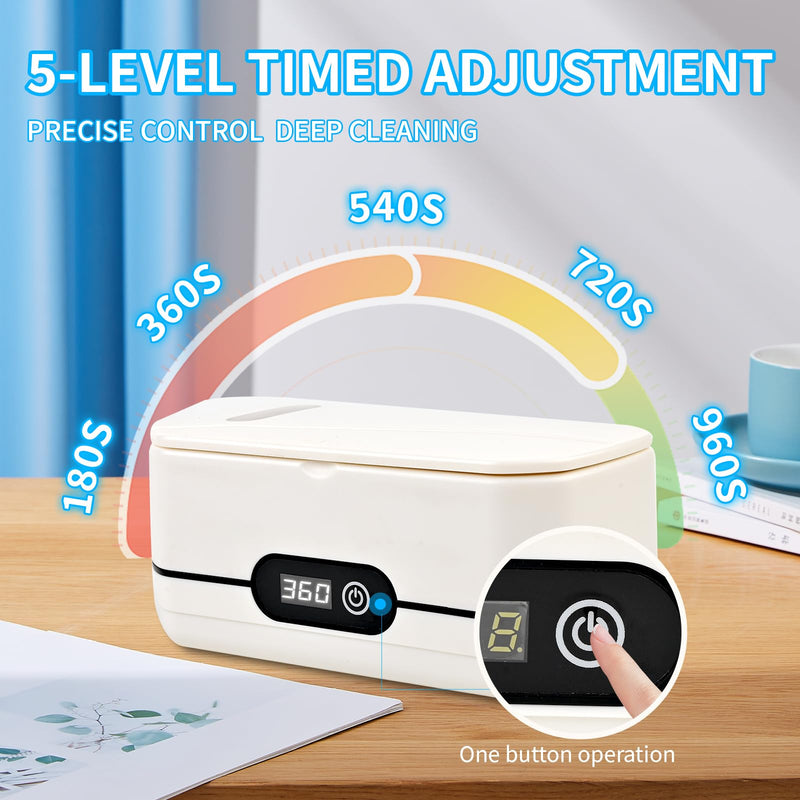 Ultrasonic Jewelry Cleaner, 45Khz Jewelry Cleaner Ultrasonic Machine for Jewelry, Eyeglasses, Rings, Watch Strap, Dentures, 304 Stainless Steel Tank, Digital Timer