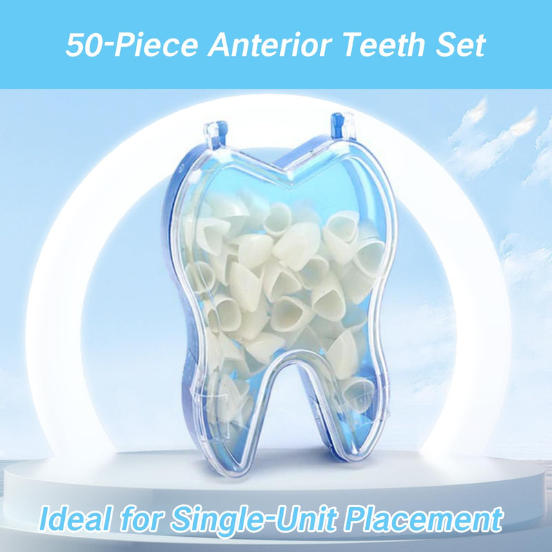50 Pcs Tooth Caps for Broken Tooth Mixed Sizes Dental Temporary Crown Kit Front Cap Covers for Adults Dental Crowns Temporary Teeth Implants Dentales Temporales Covers