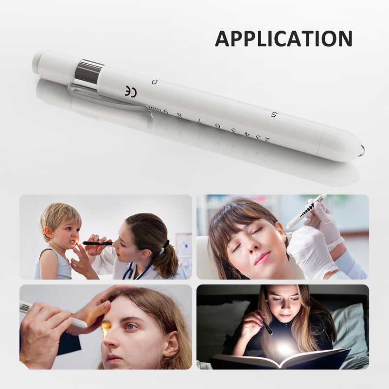 CAVN Pen Light with Pupil Gauge LED Penlight for Nurses Doctors, 2 Pcs Reusable Medical Penlight for Nursing Students (Black/White) Black and White