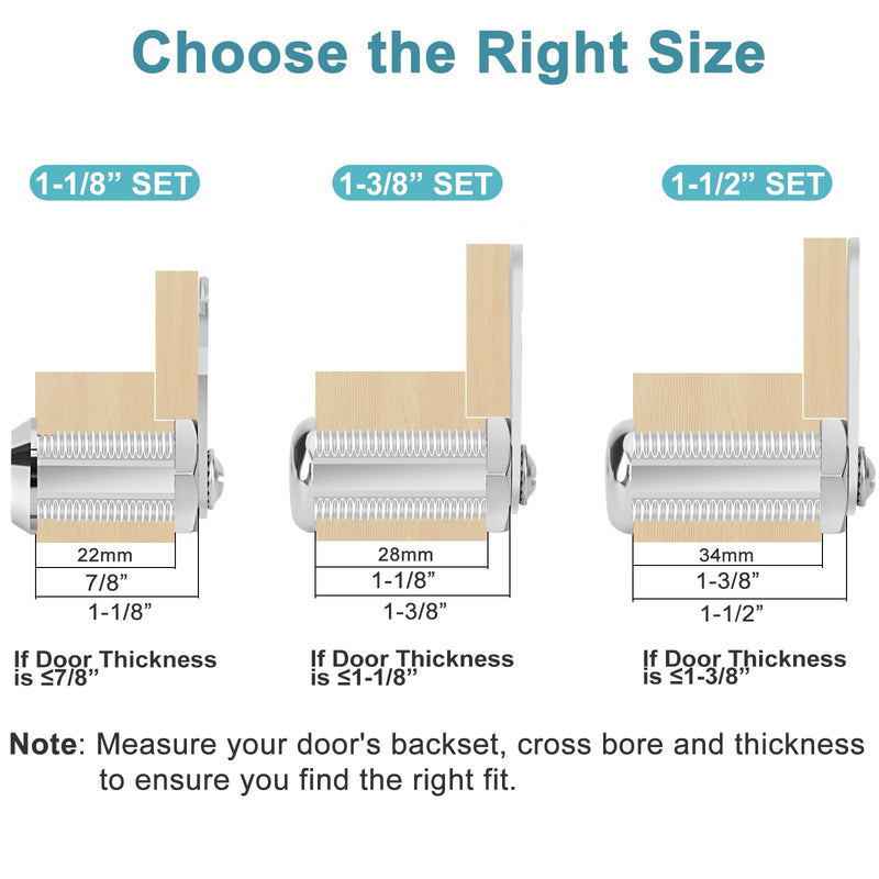 Cabinet Cam Lock Keyed Alike, 1-3/8'' Cam Locks 3PCS Secure Files Drawers RV Storage Locks Replacement Set, Zinc Alloy Chrome Finish(1-3/8 Inch 3Pcs) 1-3/8 Inch 3Pcs