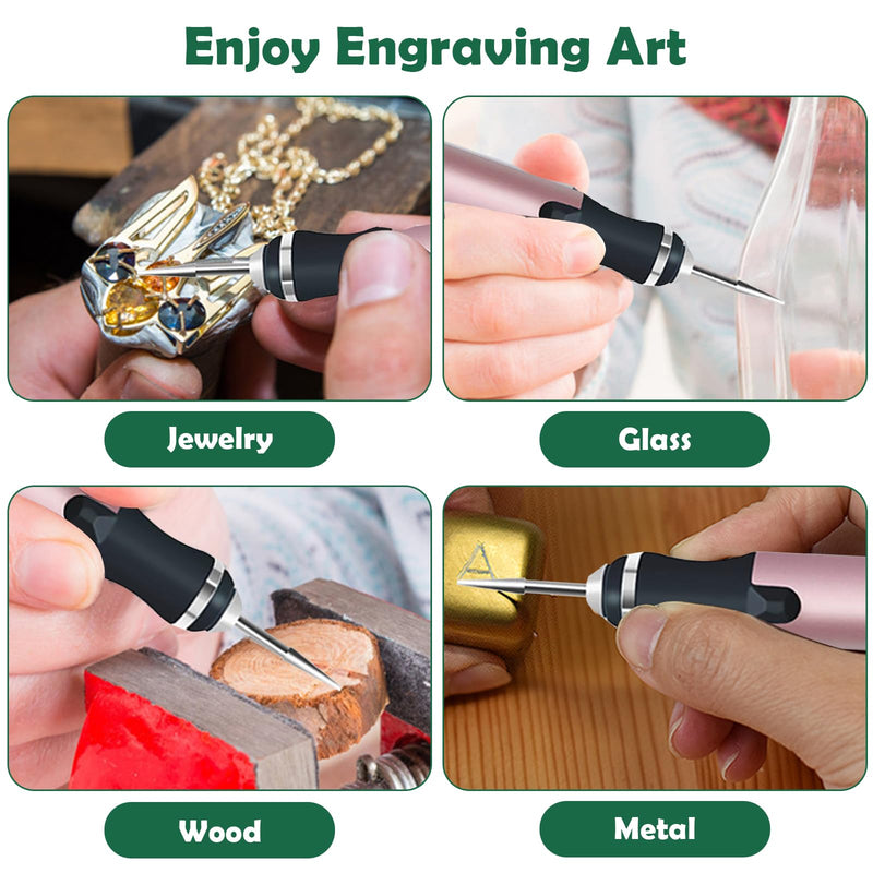 Professional Engraving Pen, Suitable for Metal, Wood, Glass and Plastic, Customizer Engraving Pen Made for DIYers and Gifters, Customized Engraving Pen Set(Rose, Set C) Rose