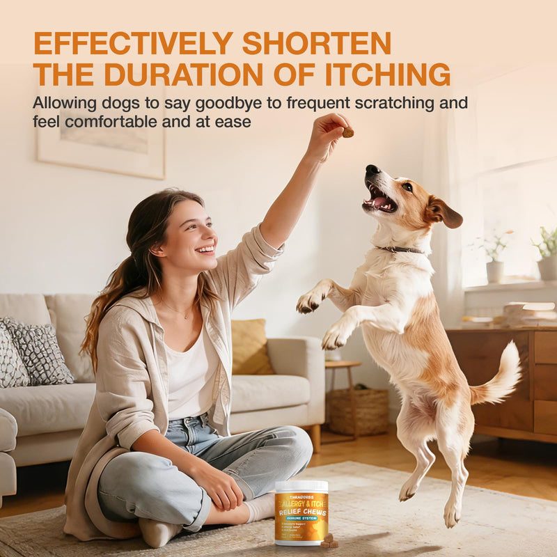 Dog Allergy Relief Chews, Strawberry,180 Count, Itch Relief Supplement for Dogs