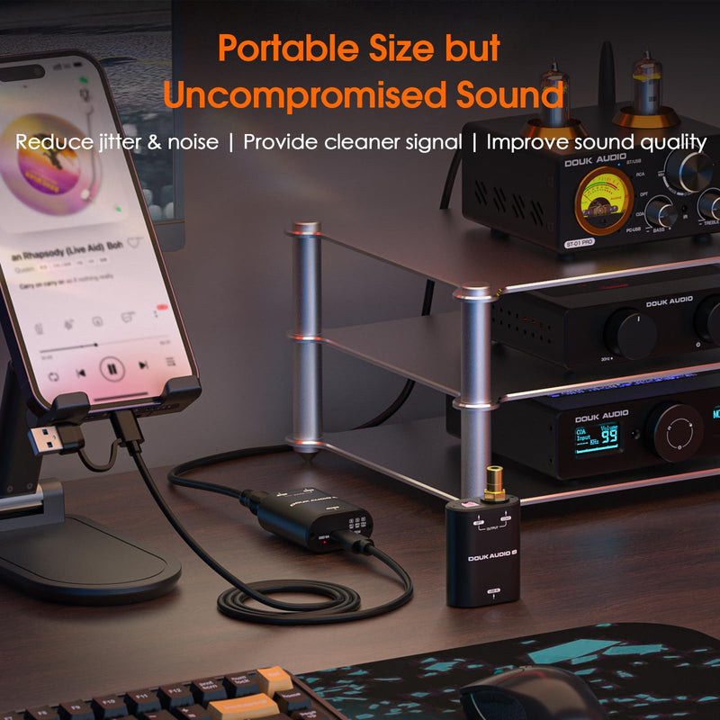 DoukAudio USB to SPDIF Converter: DDC Reclocker | Digital Interface with 24bit/192kHz Hi-Res XMOS XU316, Plug & Play, for Audiophiles, DAC & Home Theater (U2)