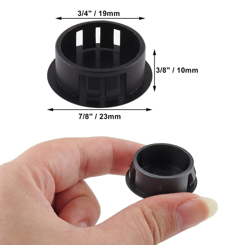 25Pcs 3/4 Inch(19mm) Black Hole Plug Plastic Hole Cover, Round End Cap Plug Flush Type Tube Insert Plug, Pipe Post Plug Panel Plug for Chair Furniture Glide Protectors 3/4" / 19mm(25Pcs)