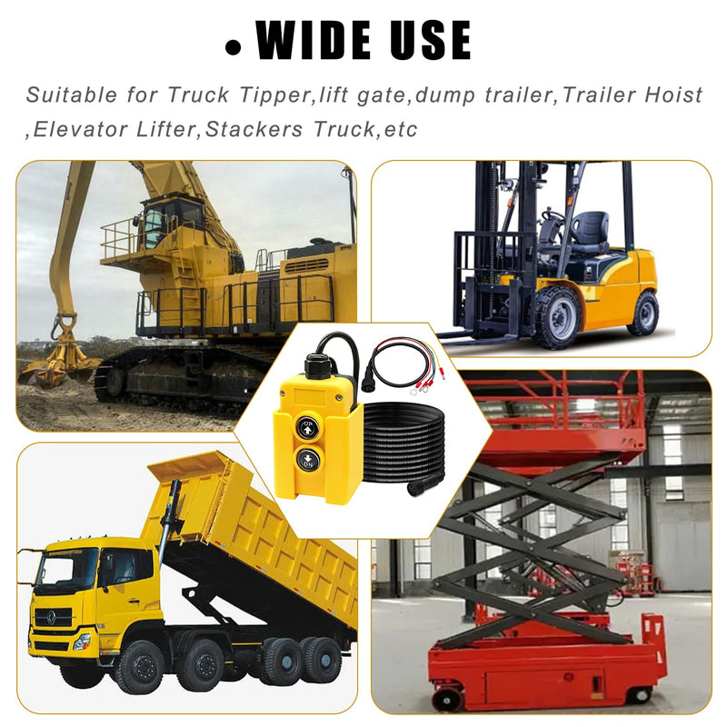 Taiss 4 Wire Dump Trailer Remote Control Switch 12V DC Dump Trailer Controller,Industrial Pushbutton Switches Up Down Control Switch for Truck Lift Unloading Trailer Tipper F-G018-4W