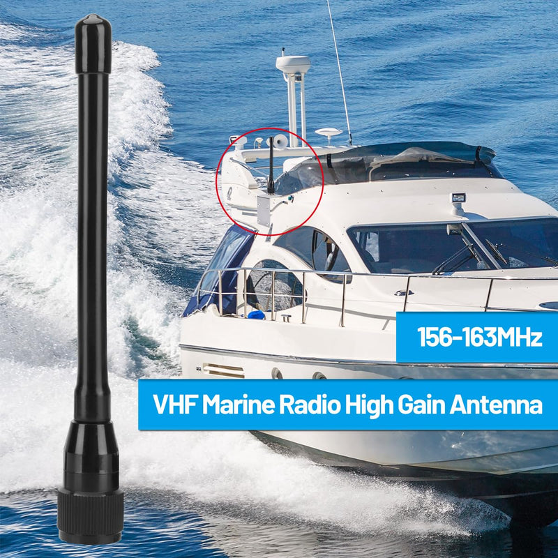 VHF Marine Radio Antenna VHF Antennas 156-163MHz Waterproof Boat Stubby Antenna with 16.4ft RG-58U Coaxial Cable,L Mount Bracket,U Bolt,PL-259 Connector for Yacht Sailboat Eifagur