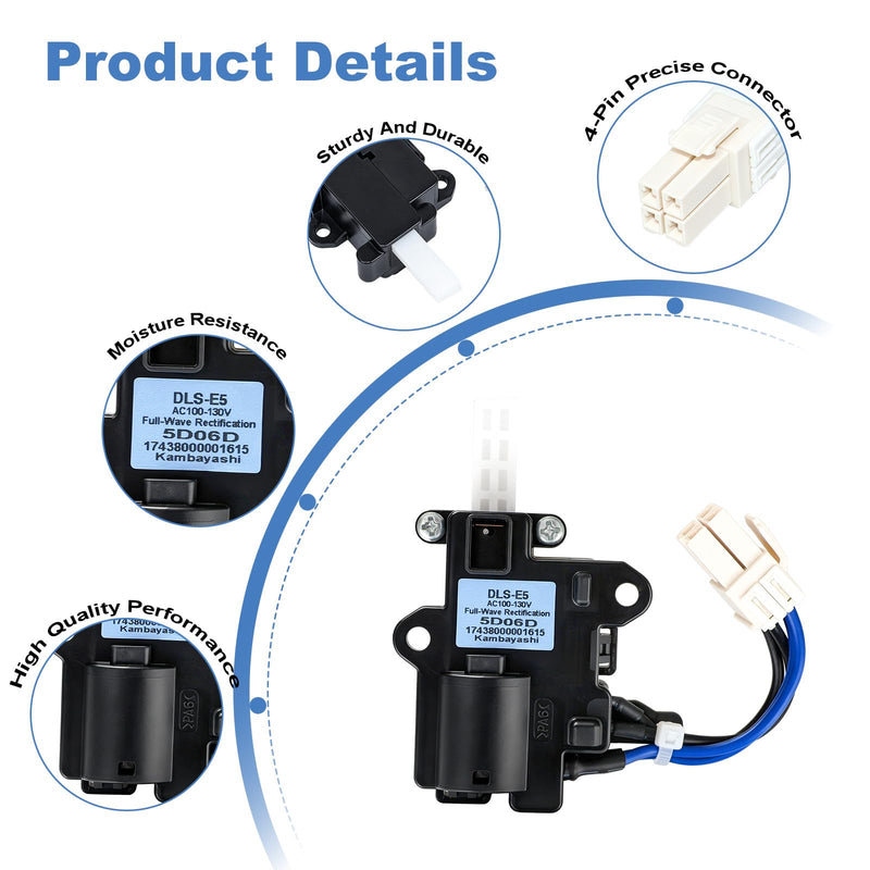 5304511338 Washer Switch Door Lid Lock Assembly, Compatible with Frigidaire Washing Machine, Replaces 5304511338 17438000001615 DLS-E5 4584280 AP6261624 PS12176462 EAP12176462 Washer Switch Door Lock