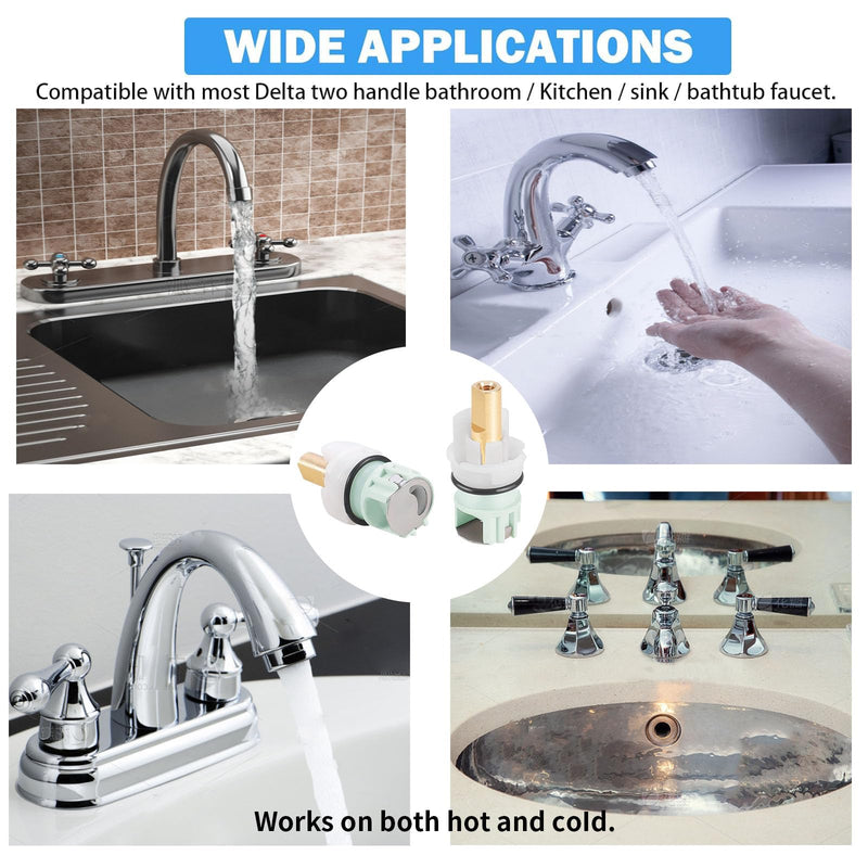 RP25513 Faucet Cartridge Replacement Repair Kit for Delta 2 Pack Shower Valve Stem Assembly with RP4993 Seats Springs, Compatible with Delta Bathtub Sink Bathroom 2 Handle Faucets