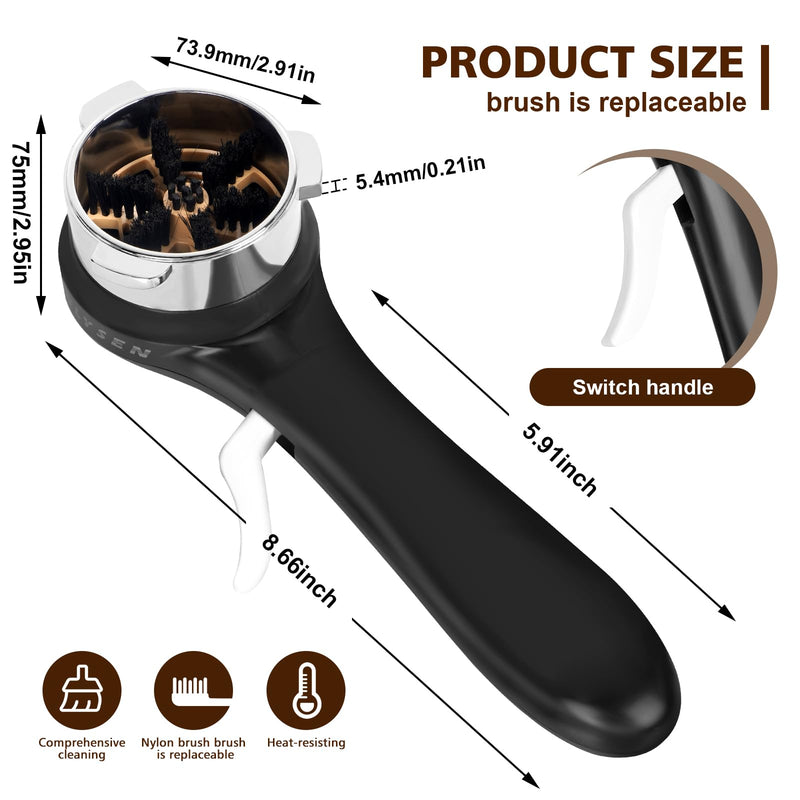 Espresso Coffee Machine Cleaning Brush, 360° Cleaning Push-Up Coffee Maker Brush, Espresso Machine Brush Coffee Cleaning Tool Compatible with 54mm Breville Machines Barista, Home, Kitchen Black
