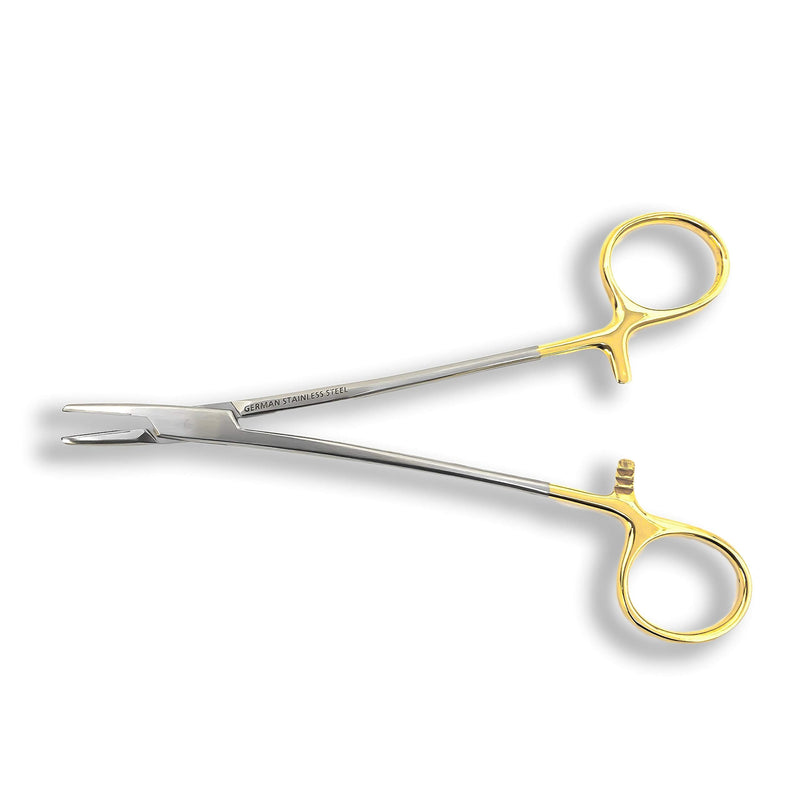 Cynamed TC Mayo Hegar Needle/Suture Holder Driver with Tungsten Carbide Inserts and Gold Rings - Premium Grade Instrument (6 in.) 6"