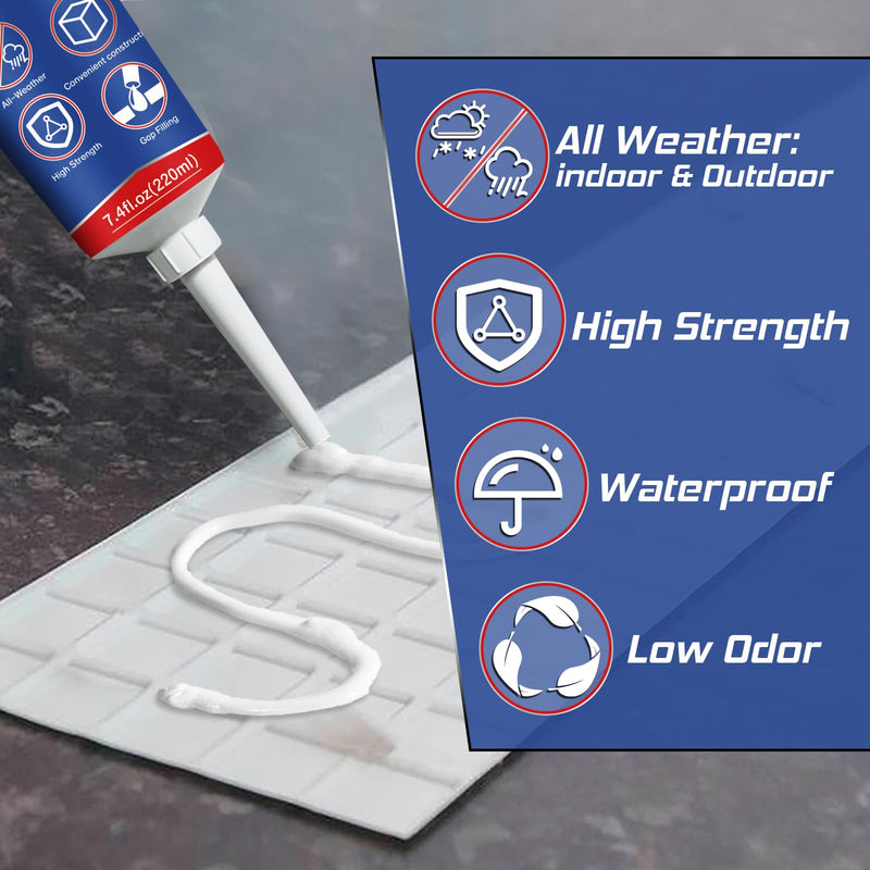 Heavy Duty Construction Adhesive, 7.4 Ounce Cement Glue Squeeze Tube, Versatile Construction Glue for Tile, Floor, Stone, Wood, Wall & More, Pack of 1 (CZJS-001) CZJS-001